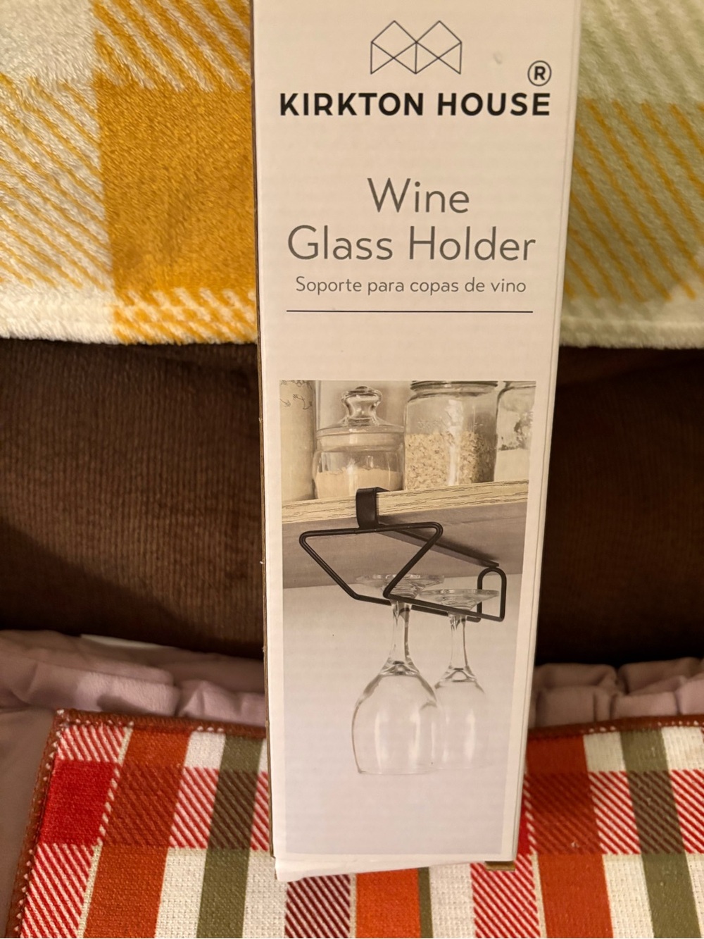 Kirkton House Wine Glass Holder , Black 10.24 “ Lx 3.9 “W. 3.23”H. Sturdy.